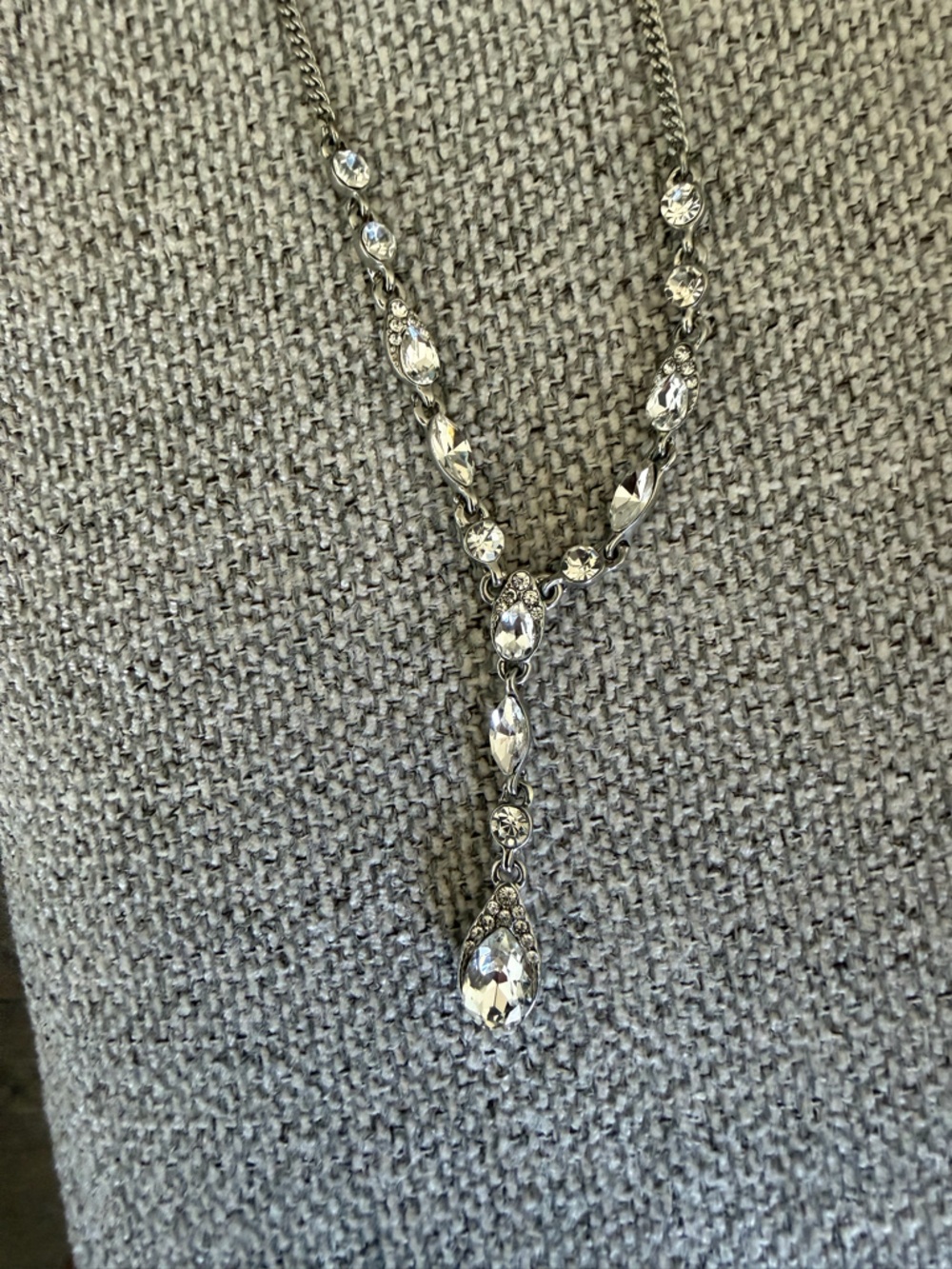 Crystal Teardrop Silver-Tone Necklace